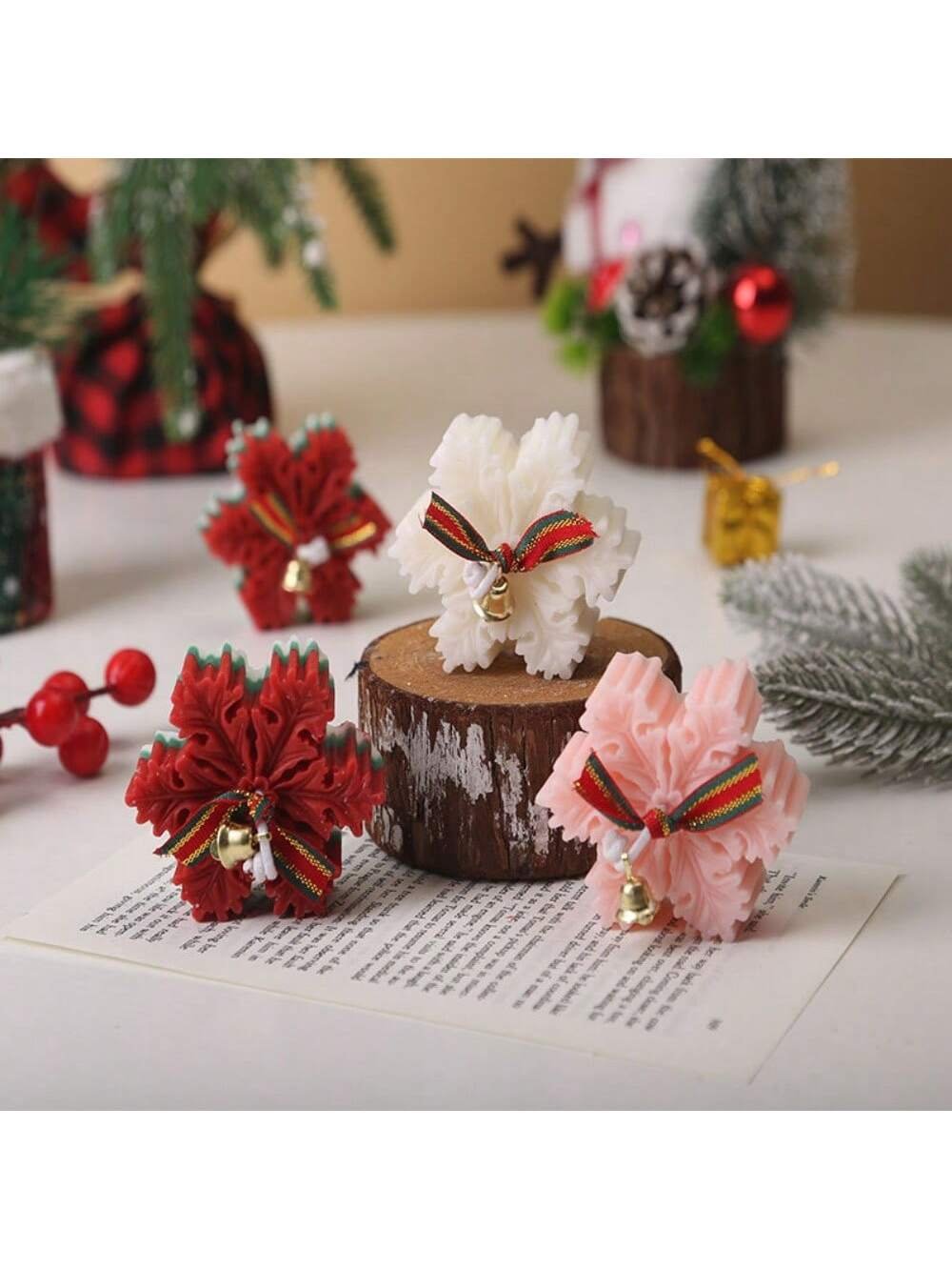 1pc Christmas Gradient Snowflake Scented Candle